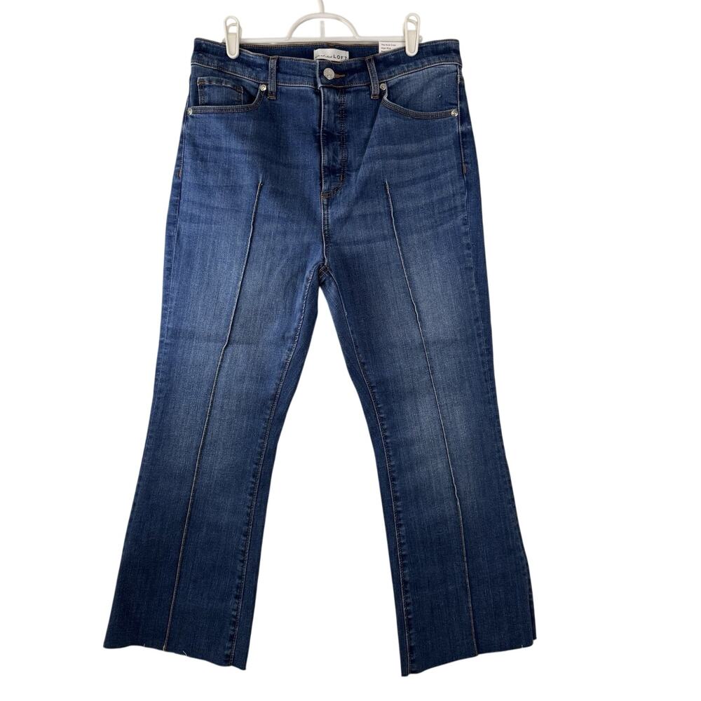 LOFT The Kick Crop Raw Hem Jeans Women's Size 12 Petite 31 Bootcut High Rise